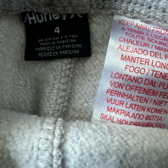 Hurley Kids Gray Jogger Sweatpants Fleece Joggers Side Hurley Logo Sz 4 Pants - Picture 5 of 7